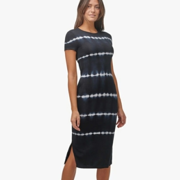 2 MNY Marc New York Midnight & Black Tie Dye Short Sleeve Midi Dress NEW - Picture 15 of 16